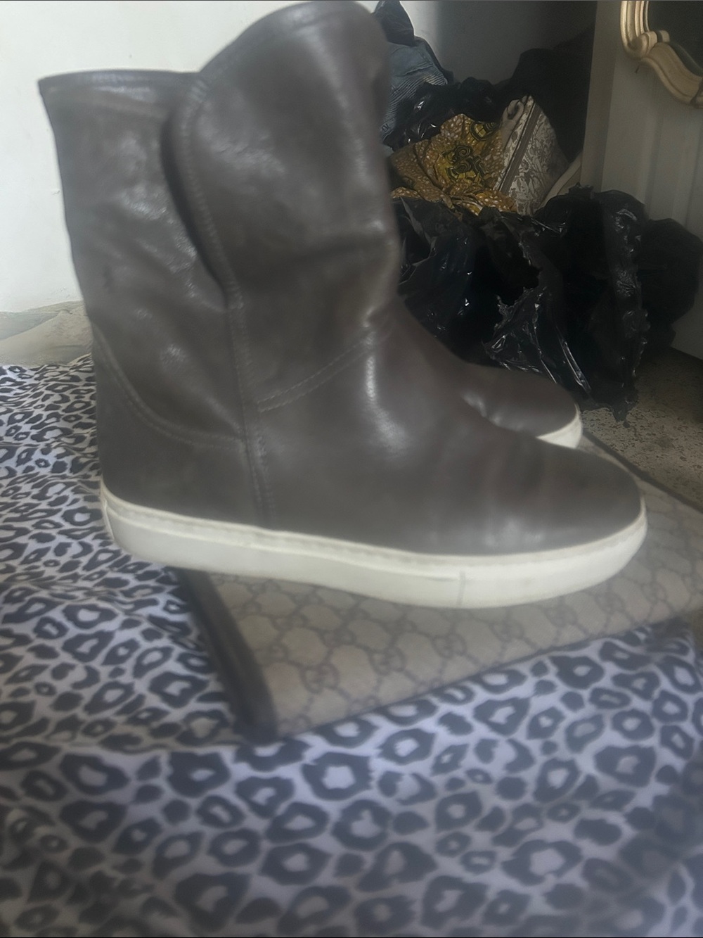 Women's M gem leather  Casual Leather Mid-Calf Sneaker Boot in Brown
